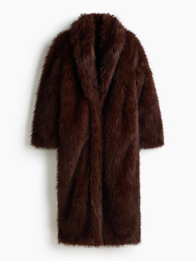 H&M Fluffy shawl-collar coat at Collagerie
