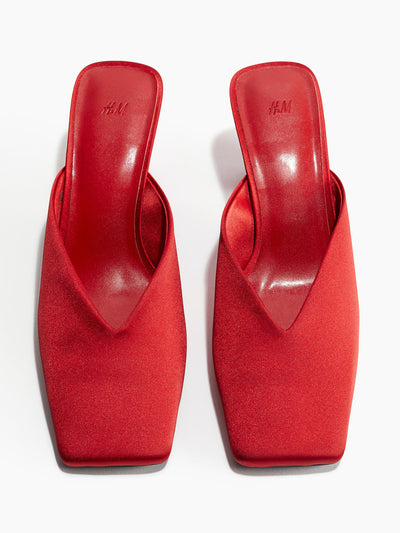 H&M Heeled satin mules at Collagerie