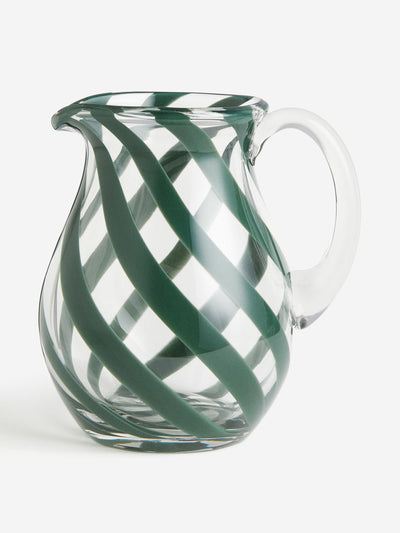 H&M Home Green striped glass jug at Collagerie