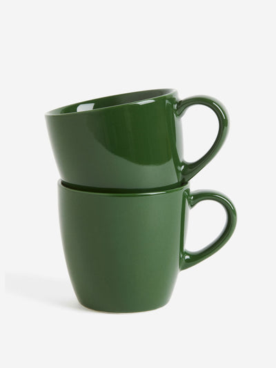 H&M Home Green mugs (set of two) at Collagerie