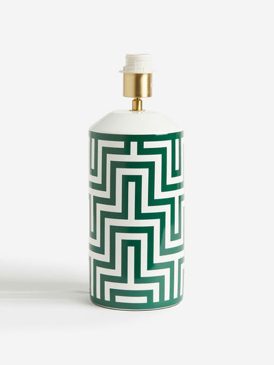 H&M Home Green and white tall ceramic lamp base at Collagerie