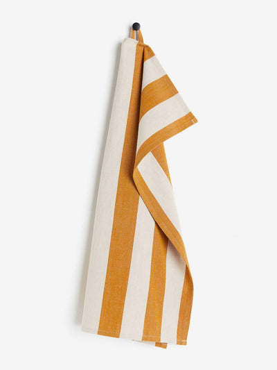 H&M Home Cotton tea towel in yellow stripe at Collagerie