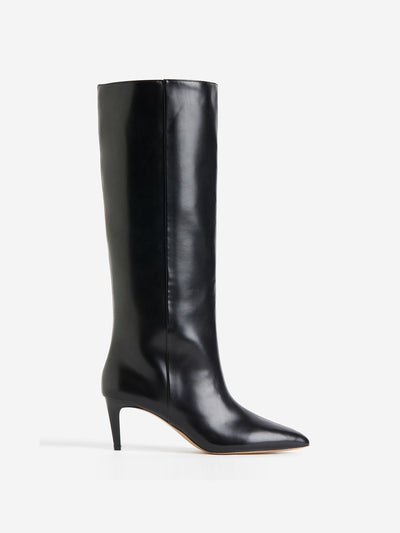 H&M Knee-high heeled black boots at Collagerie