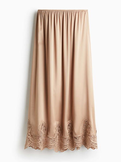 H&M Lace-trimmed satin skirt at Collagerie