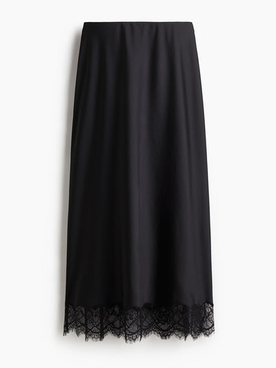 H&M Lace-trimmed satin skirt at Collagerie