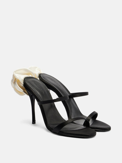 Magda Butrym Floral-appliqué satin sandals at Collagerie