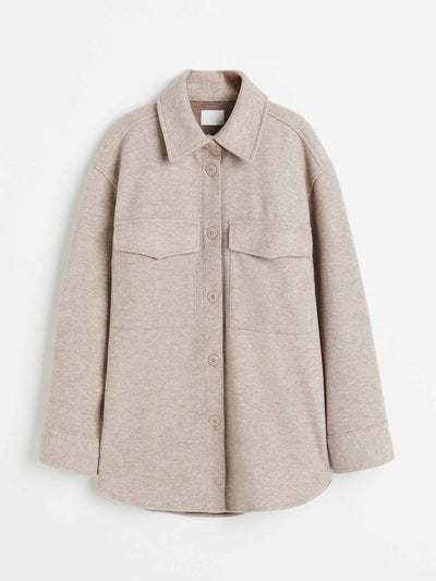 H&M Oversized beige shacket at Collagerie