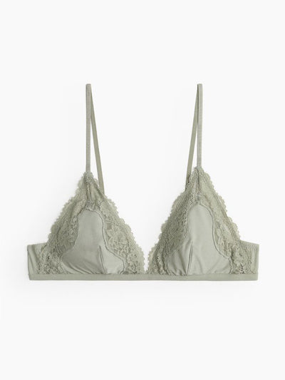 H&M Padded lace-trimmed soft bra at Collagerie