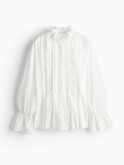 H&M Pintuck cotton blouse at Collagerie