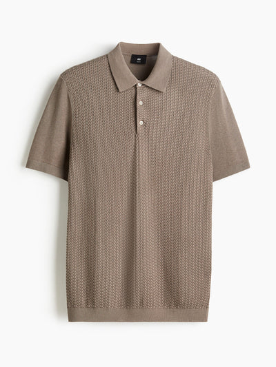 H&M Slim Fit Cable-knit polo shirt at Collagerie