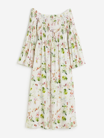 H&M Cream floral smock-topped dress at Collagerie