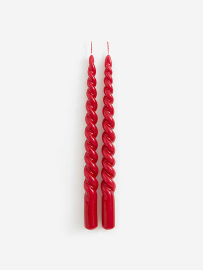 H&M Home Red spiral candles (2-pack) at Collagerie