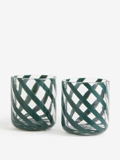 H&M Home Patterned glass tumblers (set of 2) at Collagerie