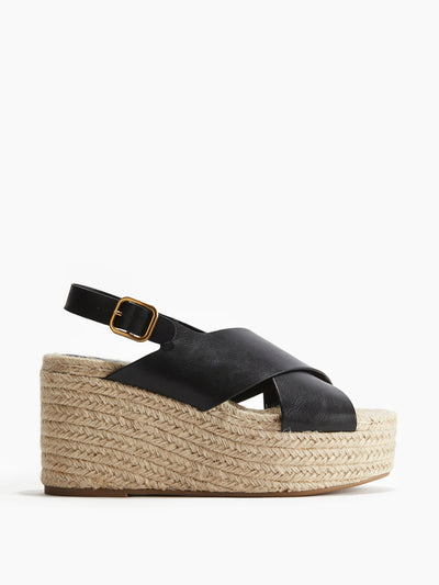 H&M Wedge-heeled espadrilles in black at Collagerie