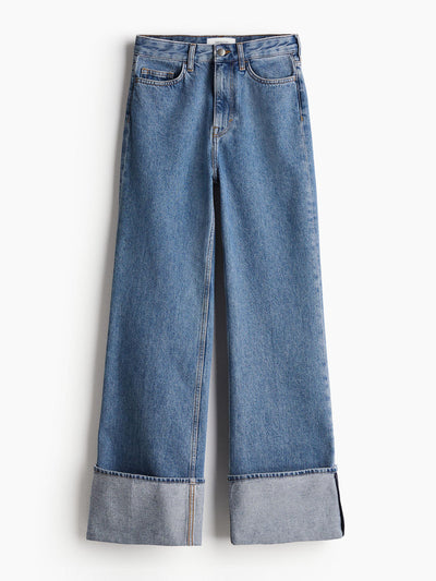 H&M Wide turn-up jeans at Collagerie