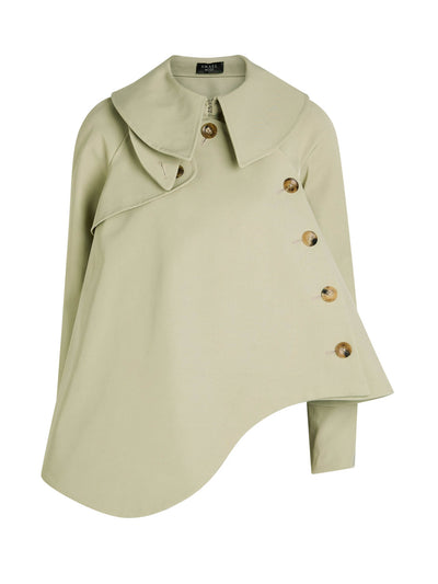 A.W.A.K.E Mode Asymmetric gabardine trench jacket at Collagerie