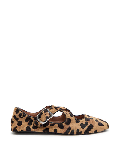 Alaïa Leopard-print calf-hair Mary Jane flats at Collagerie