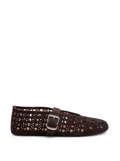 Alaïa Vienne cut-out suede ballet flats at Collagerie
