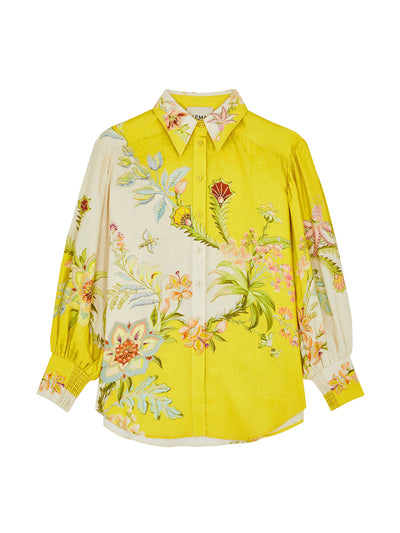 Alémais Yellow floral print linen shirt at Collagerie