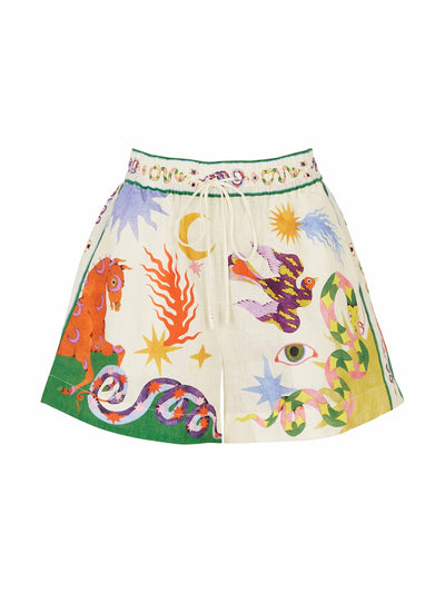 Alémais Printed linen seeker shorts at Collagerie