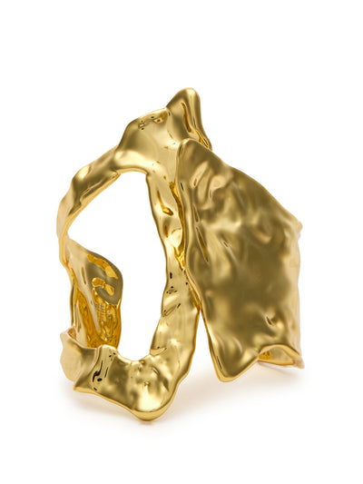 Alexis Bittar Brut asymmetric 14kt gold-plated cuff at Collagerie