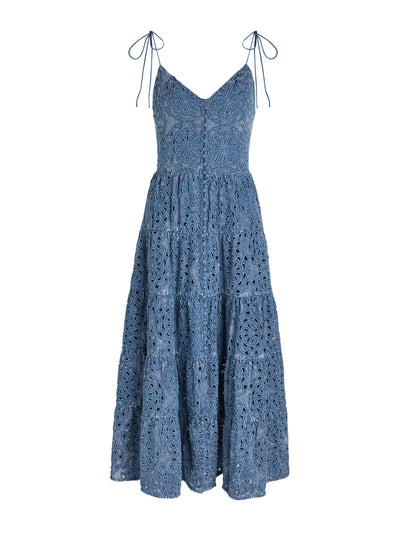 Alice + Olivia Shanti embroidered chambray midi dress at Collagerie