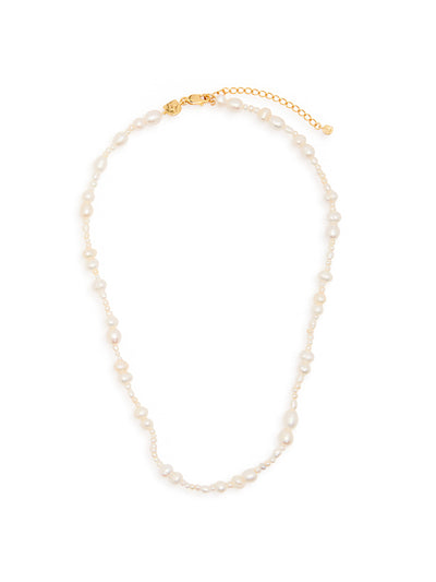 Astrid & Miyu Serenity pearl-beaded 18kt gold-plated necklace at Collagerie