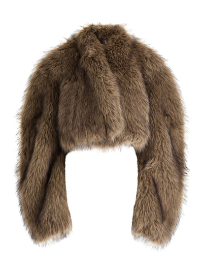 A.W.A.K.E Mode Cropped faux fur jacket at Collagerie