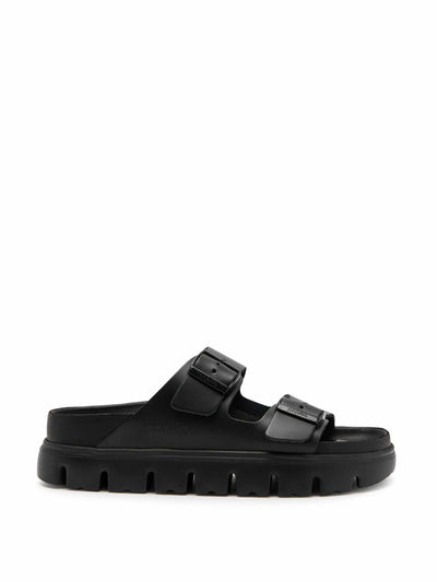 Birkenstock X Papillio Arizona leather flatform sliders at Collagerie