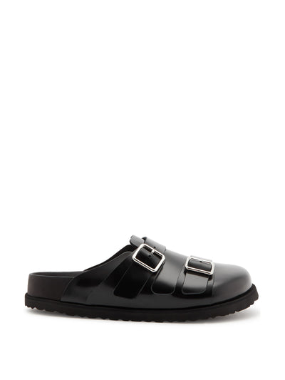 Birkenstock 1774 222 West glossed leather sliders at Collagerie