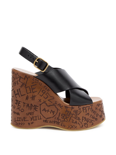 Chloé Maxime 140 leather platform wedge sandals at Collagerie