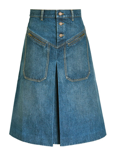 Chloé Panelled denim midi skirt at Collagerie