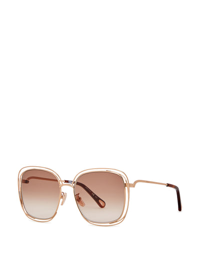 Chloé Rose gold-tone oversized sunglasses at Collagerie