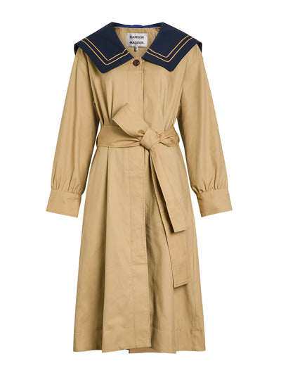 Damson Madder Ella belted cotton trench coat at Collagerie