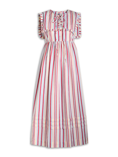 Damson Madder Josephine striped cotton midi dress at Collagerie