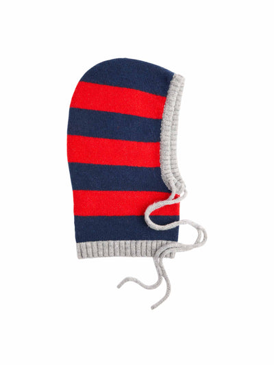 Damson Madder Striped knitted hood at Collagerie