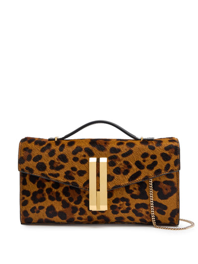 Demellier Vancouver leopard calf hair clutch at Collagerie