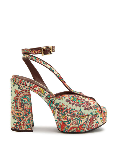 Etro Paisley-print platform sandals at Collagerie