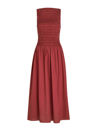 Faithfull The Brand Margot shirred cotton midi dress at Collagerie