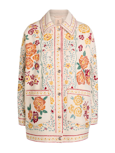 Free People Avery floral-embroidered denim jacket at Collagerie