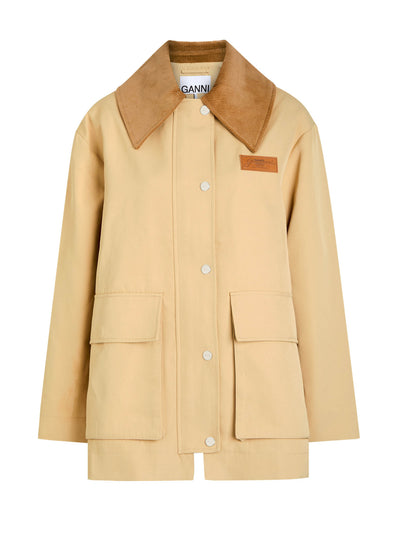 Ganni Corduroy-collar twill jacket at Collagerie