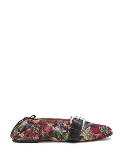 Ganni Floral-jacquard woven ballet flats at Collagerie
