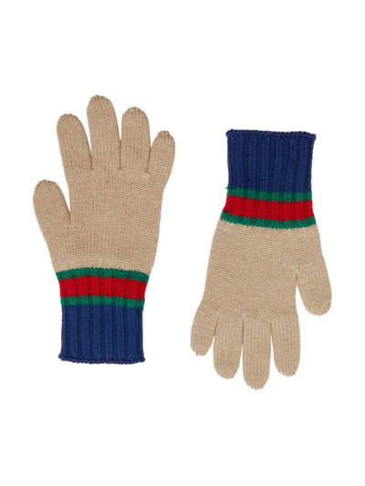 Gucci Stripe-intarsia wool gloves at Collagerie