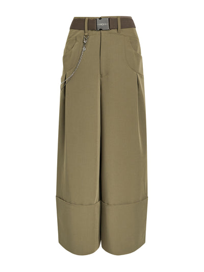 High Gillie belted woven wide-leg trousers at Collagerie