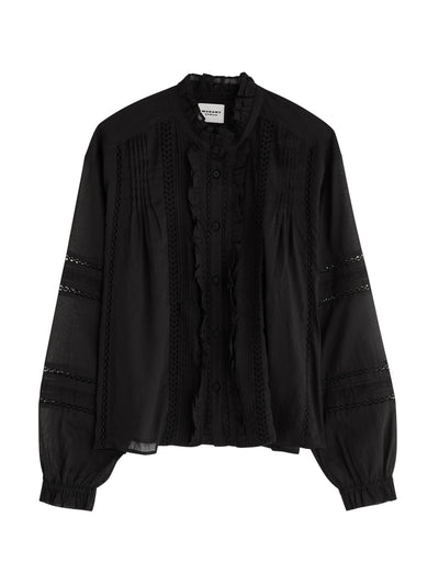 Isabel Marant Étoile Valda lace-trimmed cotton blouse at Collagerie