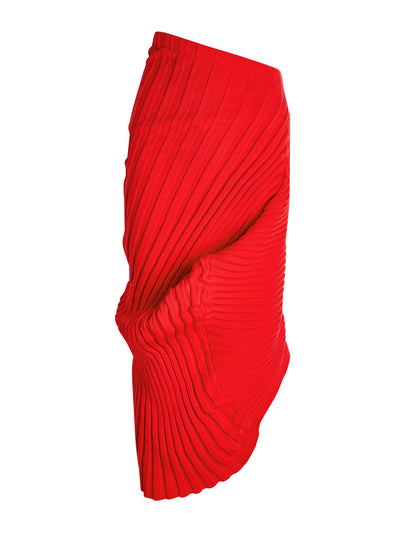 Issey Miyake Asymmetric ribbed-knit midi skirt at Collagerie
