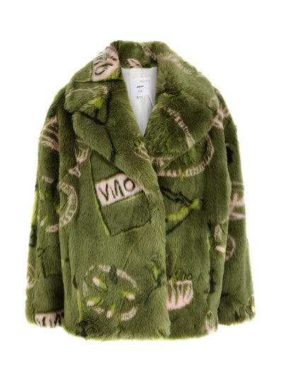 Jakke X Phoebe Boddy Rita printed faux fur coat at Collagerie