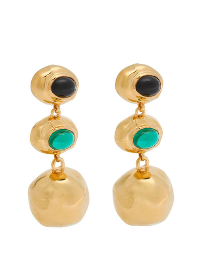 Joanna Laura Constantine Oval Cabochon 18kt gold-plated drop earrings at Collagerie