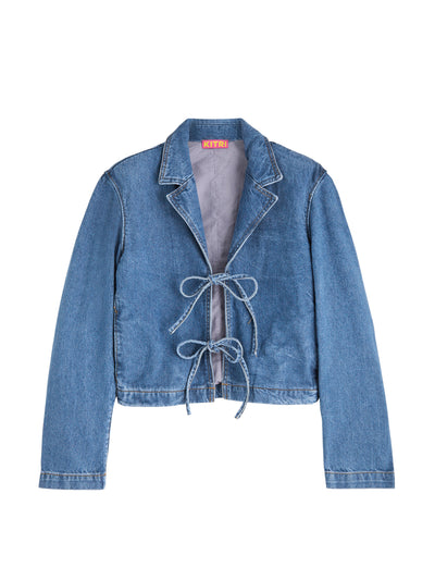 Kitri Cressida tie-front denim blazer at Collagerie