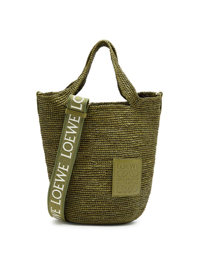 Loewe Khaki raffia top handle bag at Collagerie